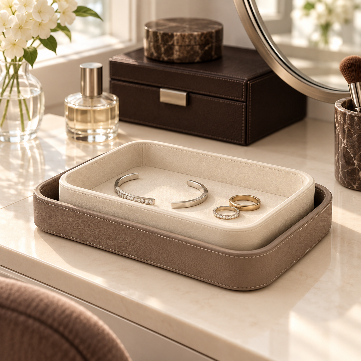OZELV Vanity Tray Set — styled setting
